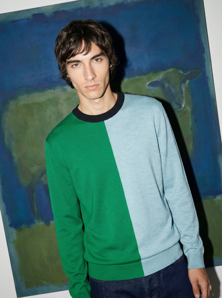 The Colourblock Crewneck Jumper Bottle Green Image
