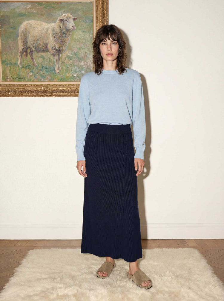 The Ribbed Knitted Skirt Pacific Blue Image