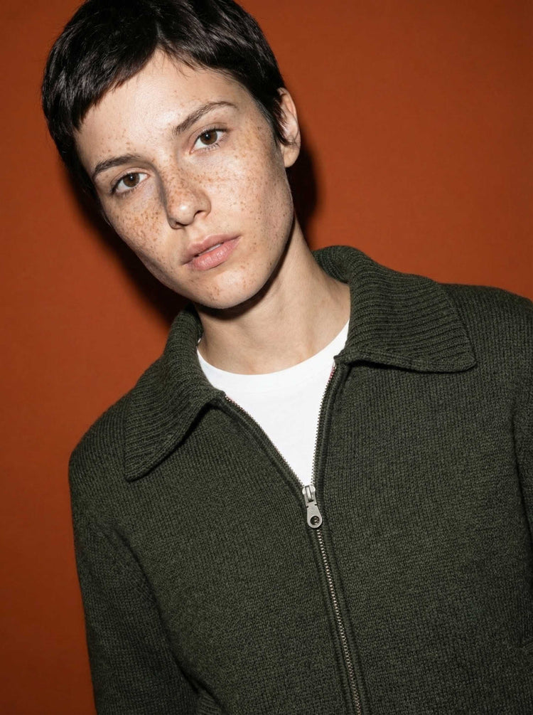 The Knitted Bomber Moss Green Image