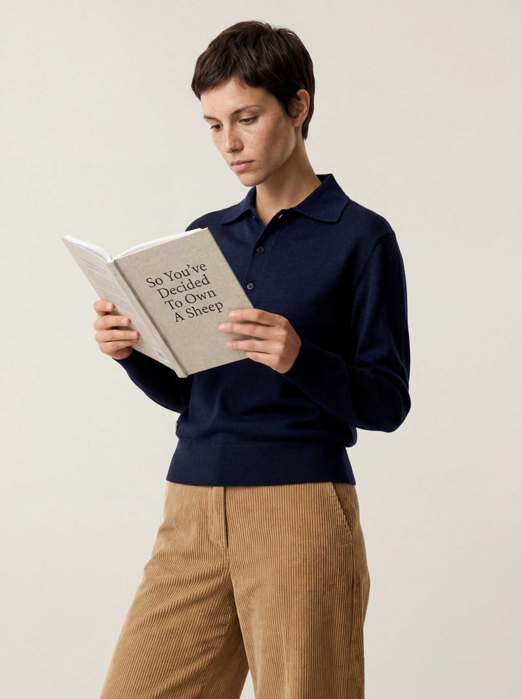 The Everyday Long Sleeve Polo Shirt Pacific Blue Image