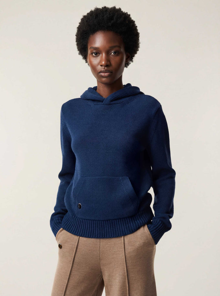 The Chunky Knit Hoodie Atlantic Blue Image